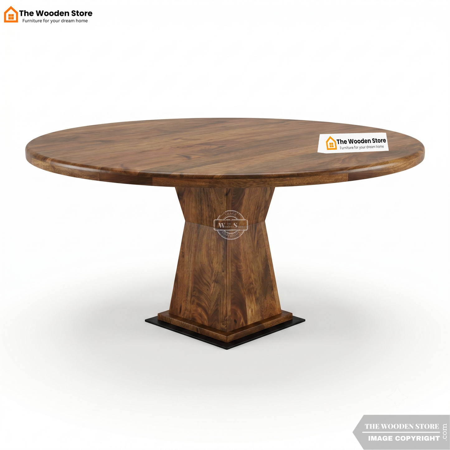 Rivington 6 Seater Round Dining Table Set (Classic Walnut Finish)