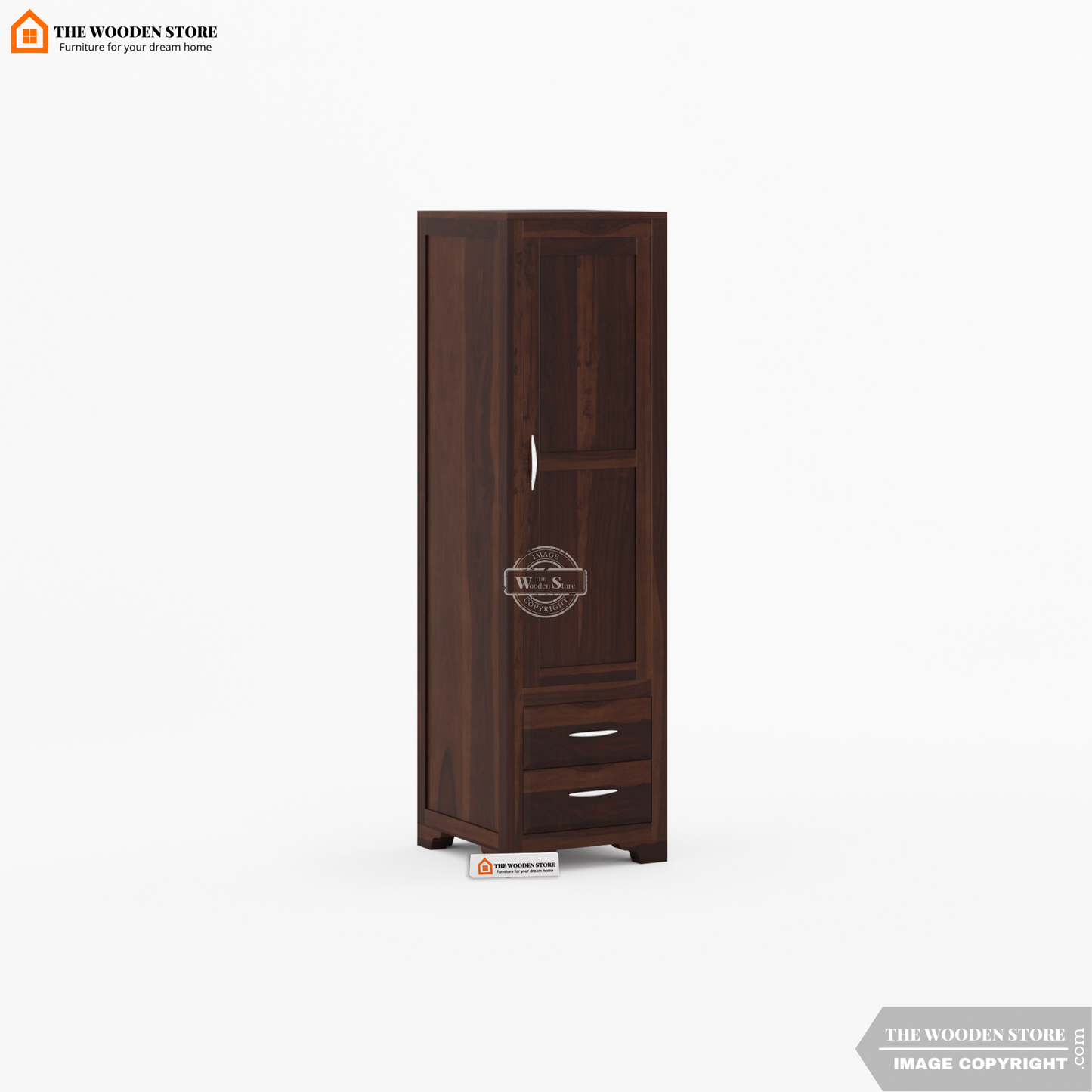 Griffin 1 Door Multi-Utility Wardrobe (Walnut Finish)