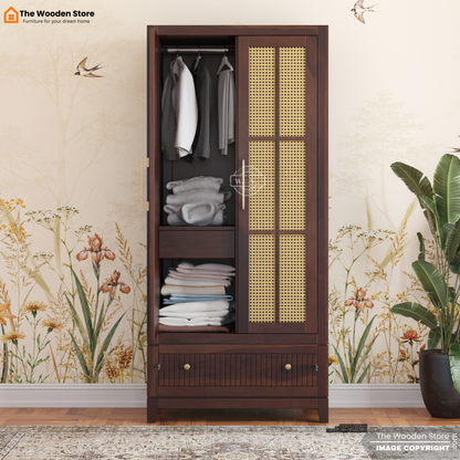 Sandrea 2 Door Multi-Utility Wardrobe (Walnut Finish)