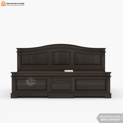 George Bed With Box Storage (King Size, Walnut Finish)