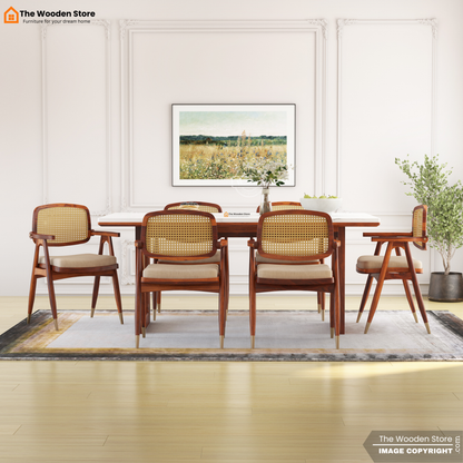 Deral 6 Seater Dining Table Set (Honey Finish)