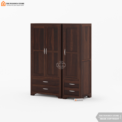 Griffin 3 Door Multi-Utility Wardrobe (Walnut Finish)