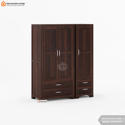 Griffin 3 Door Multi-Utility Wardrobe (Walnut Finish)