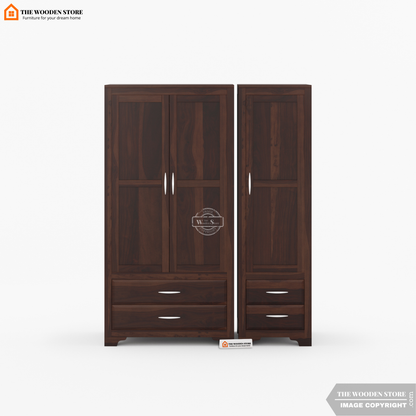 Griffin 3 Door Multi-Utility Wardrobe (Walnut Finish)