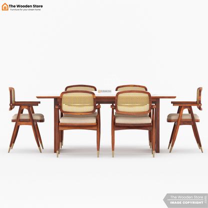 Deral 6 Seater Dining Table Set (Honey Finish)