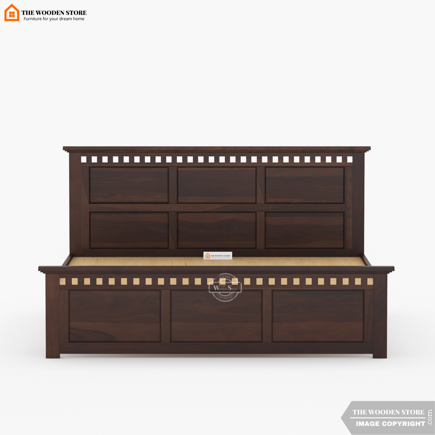 Donald Bed without Storage (King Size, Walnut Finish)
