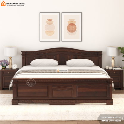 George Bed With Box Storage (King Size, Walnut Finish)