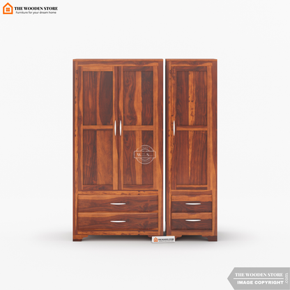 Griffin 3 Door Multi-Utility Wardrobe (Honey Finish)