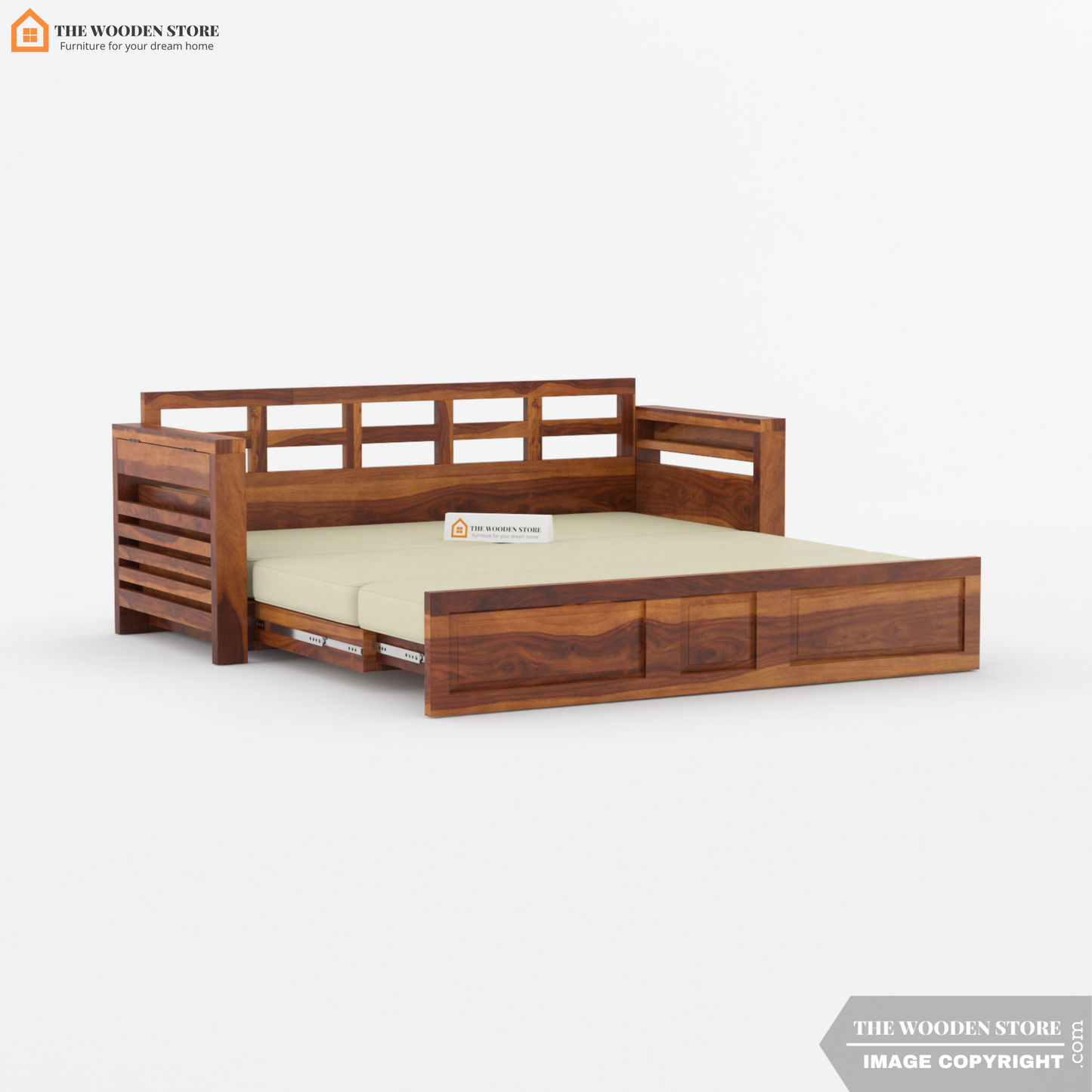 Casper Sofa Cum Bed (Queen Size, Honey Finish)