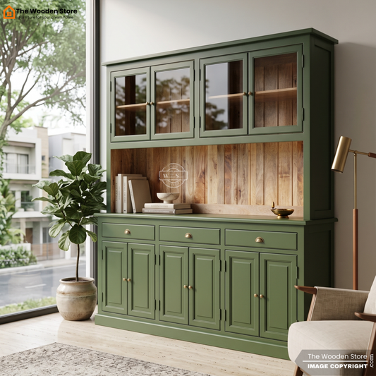 Hendry Cabinets and Sideboard (Olive-Green Finish)