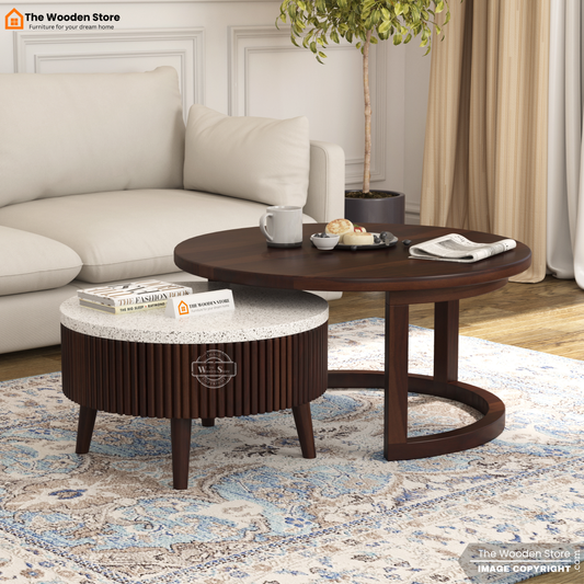 Alden Nesting Coffee Table Set of 2 (Walnut Finish)