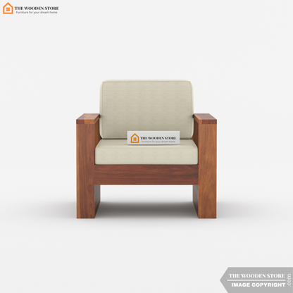 Victor 1 Seater Wooden Sofa (Honey Finish)