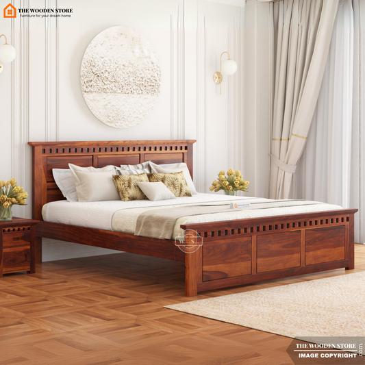 Donald Bed without Storage (King Size, Honey Finish)
