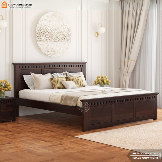 Donald Bed without Storage (King Size, Walnut Finish)