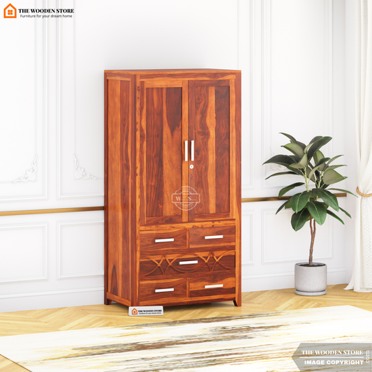 Samuel 2 Door Multi-Utility Wardrobe (Honey Finish)