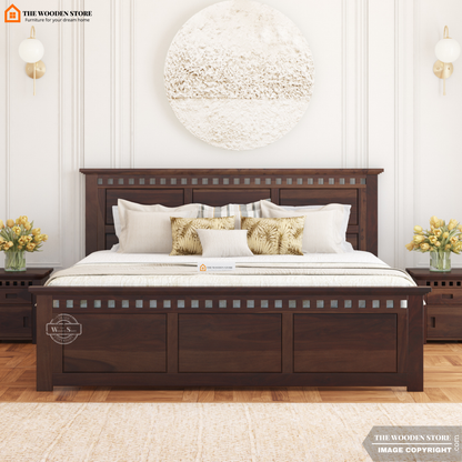 Donald Bed without Storage (King Size, Walnut Finish)