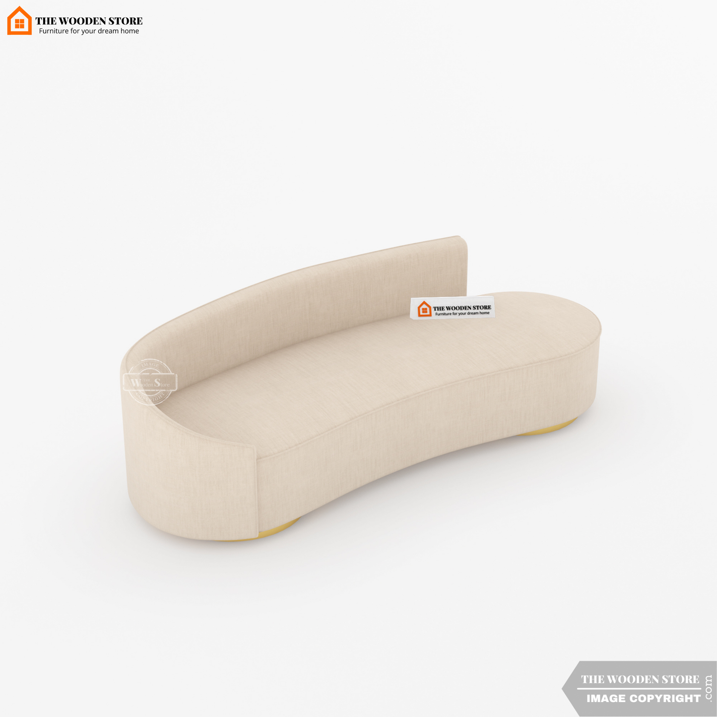 Dario 3 Seater Curved Fabric Sofa (Soft Vanilla)