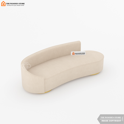 Dario 3 Seater Curved Fabric Sofa (Soft Vanilla)