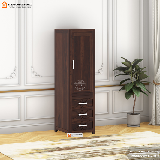 Samuel 1 Door Multi-Utility Wardrobe (Walnut Finish)