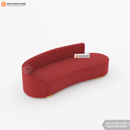 Dario 3 Seater Curved Fabric Sofa (Cherry Wood)