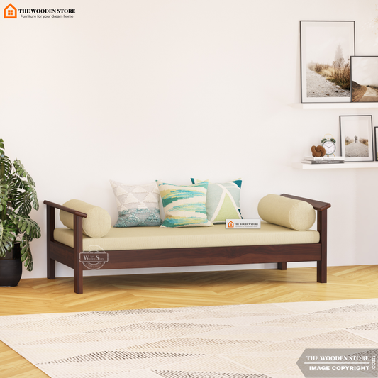 Suhara Divan with Mattress (Walnut Finish)