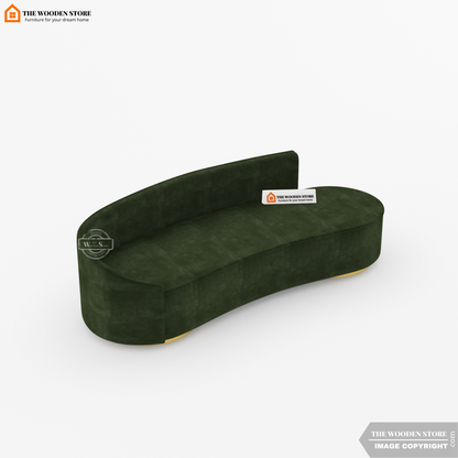 Dario 3 Seater Curved Fabric Sofa (Olive Green)