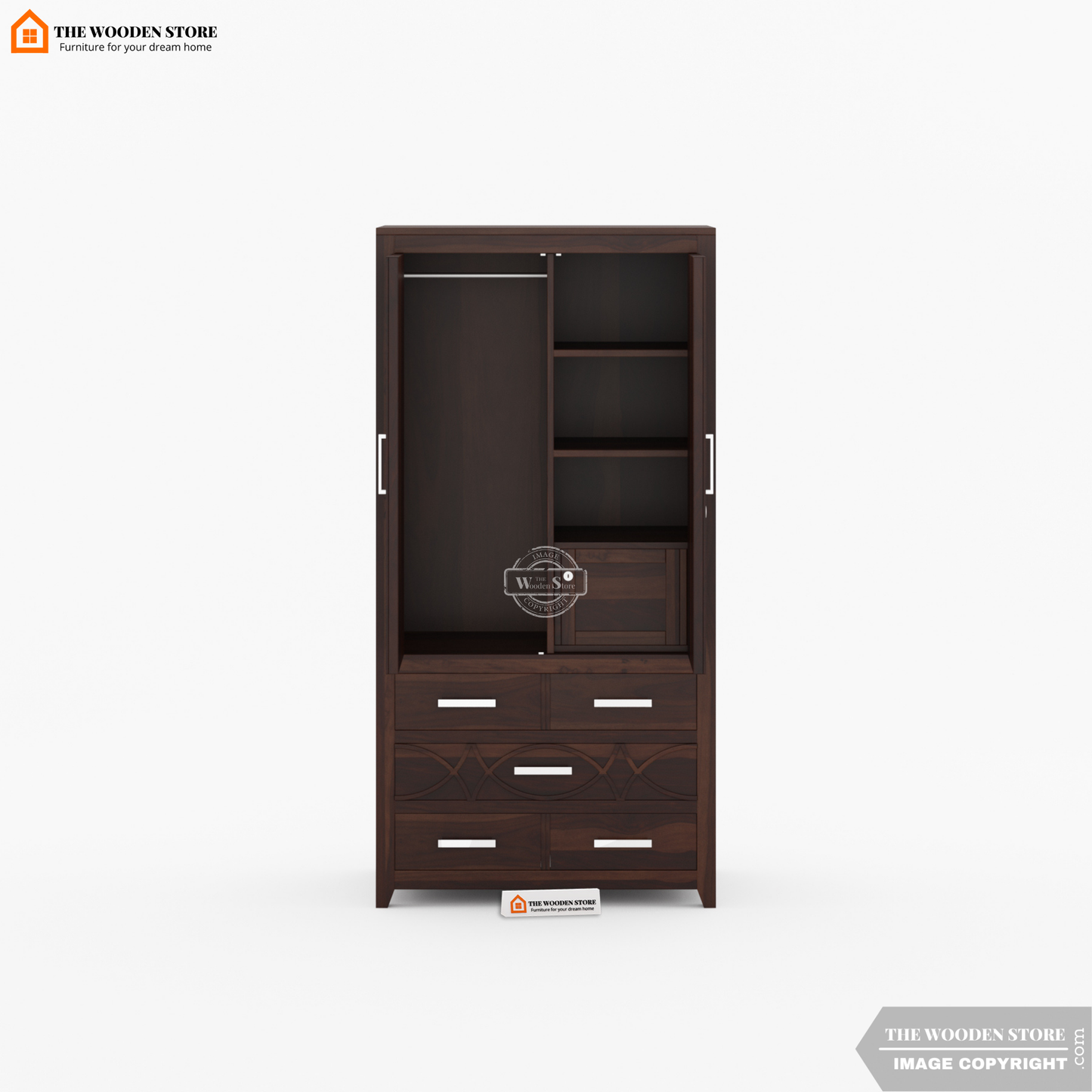 Samuel 3 Door Multi-Utility Wardrobe (Walnut Finish)