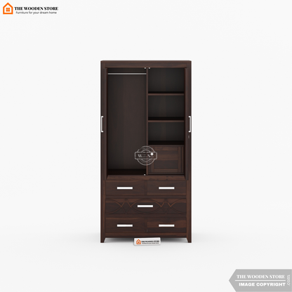 Samuel 3 Door Multi-Utility Wardrobe (Walnut Finish)