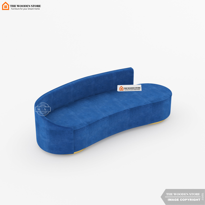 Dario 3 Seater Curved Fabric Sofa (Marine Blue)