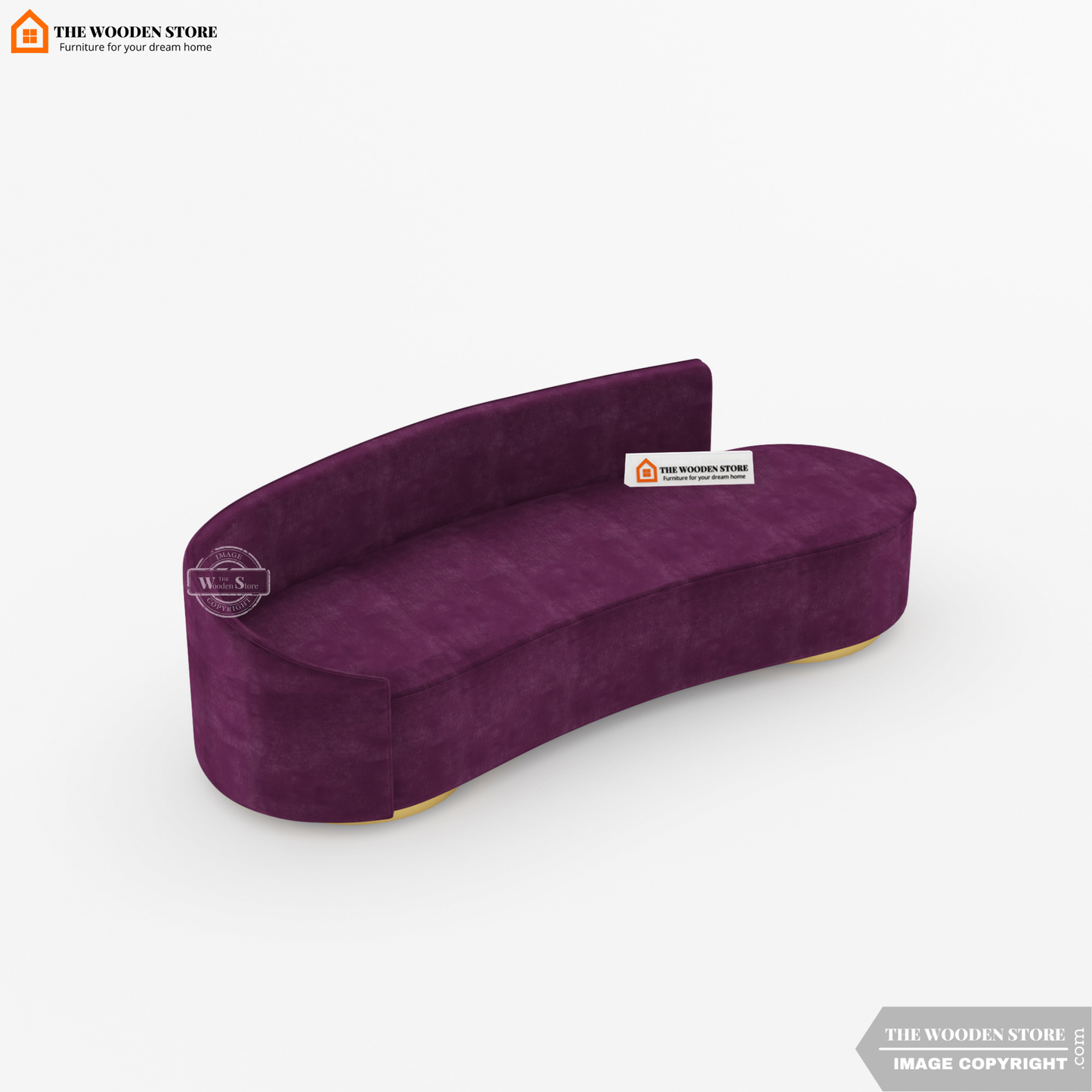 Dario 3 Seater Curved Fabric Sofa (Wine Berry)