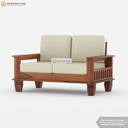 Charlie 2 Seater Wooden Sofa (Honey Finish)