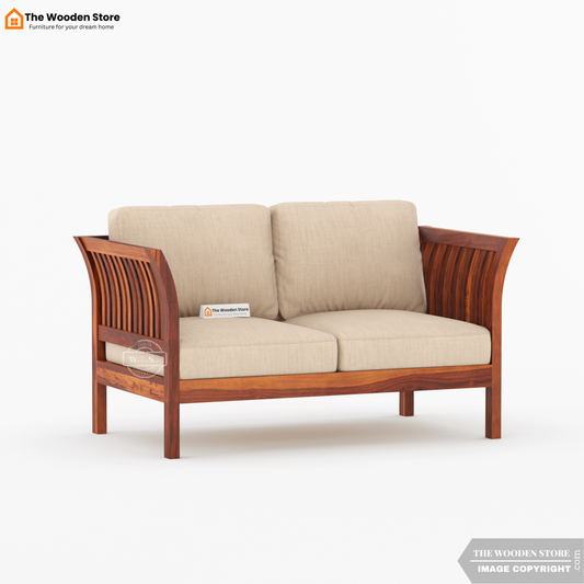 Cristen 2 Seater Wooden Sofa (Honey Finish)
