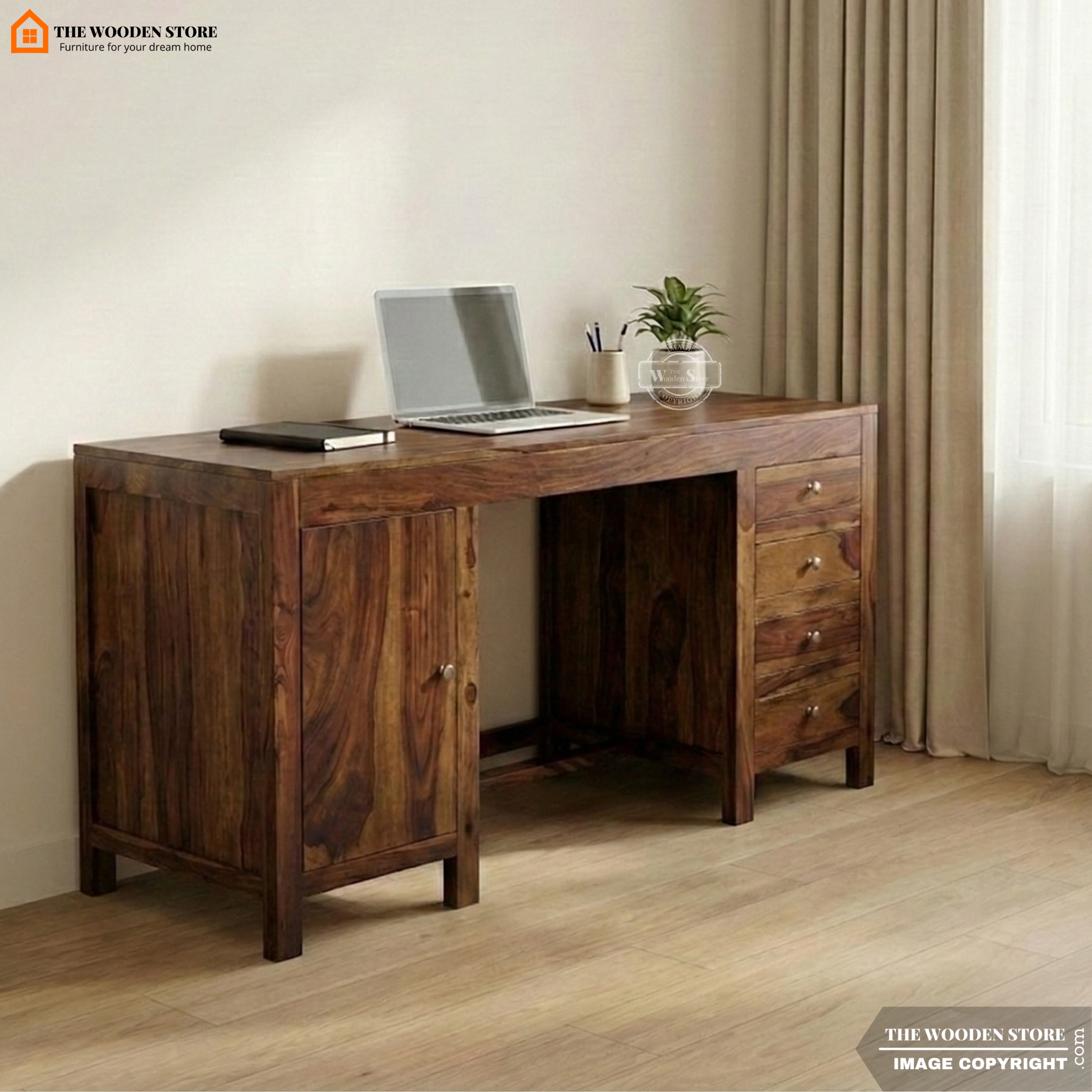 Brooklyn Study Table (Walnut Finish) – The Wooden Store