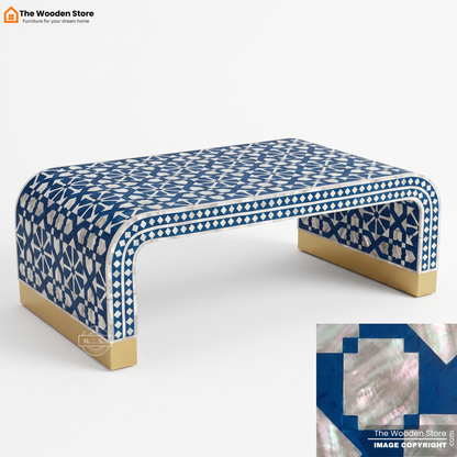 Demson Mother of Pearl Coffee Table (Blue Finish)