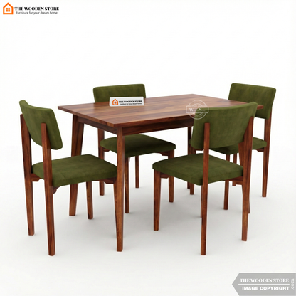 Sienna 4 Seater Sheesham Wood Dining Set with Cushioned Chairs (Honey Finish)
