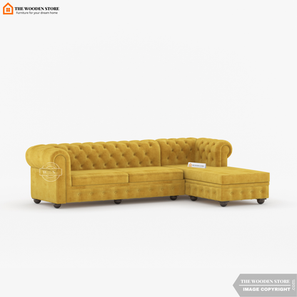 Ronin L - Shape Right Aligned Corner Sofa (Orange Gold)