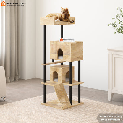 Lima Cat Tree Tower (Mango Wood, Natural Finish)