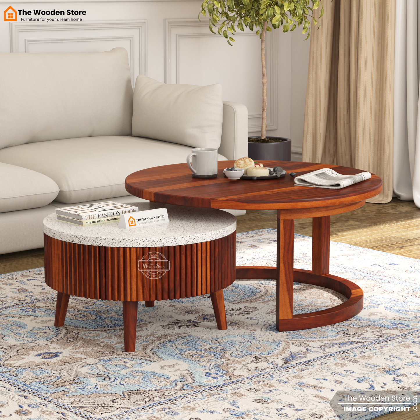 Alden Nesting Coffee Table Set of 2 (Honey Finish)