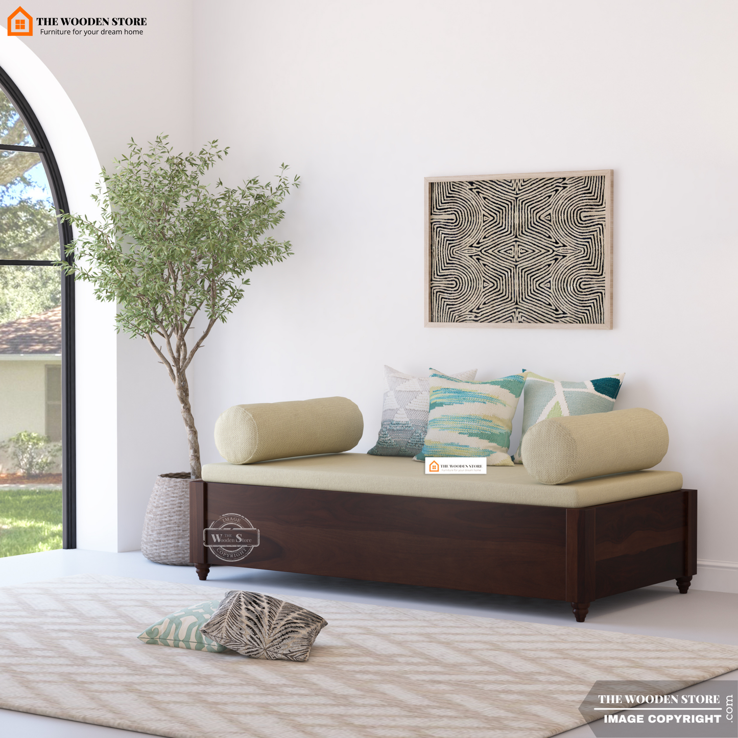 Aranya Divan with Mattress (Walnut Finish)