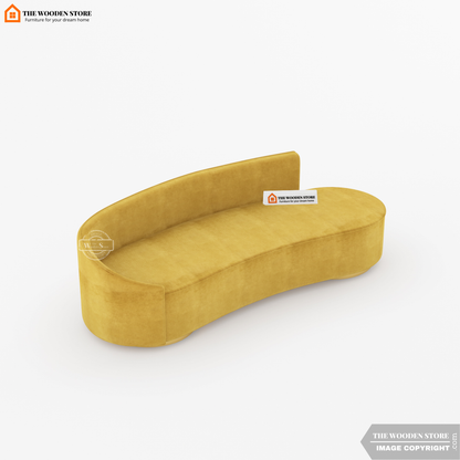 Dario 3 Seater Curved Fabric Sofa (Orange Gold)