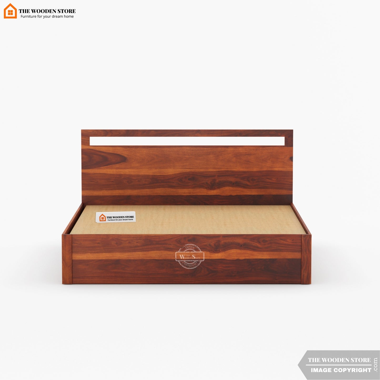 Brodey Hydraulic Bed With Storage ( Queen Size, Honey Finish )