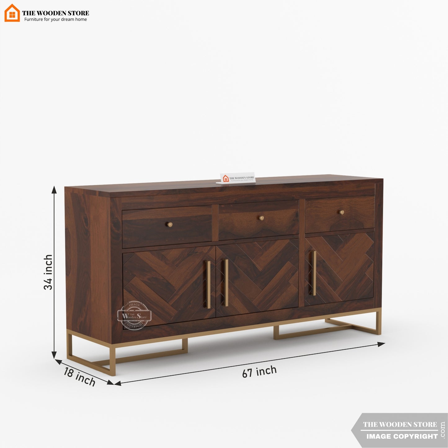 Kyron Cabinet and Sideboard (Walnut Finish)
