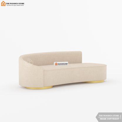 Dario 3 Seater Curved Fabric Sofa (Soft Vanilla)