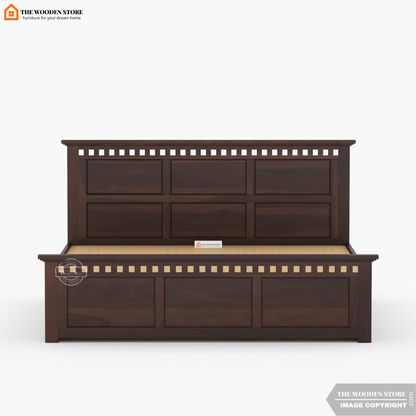 Donald Hydraulic Bed With Storage (Queen Size, Walnut Finish)