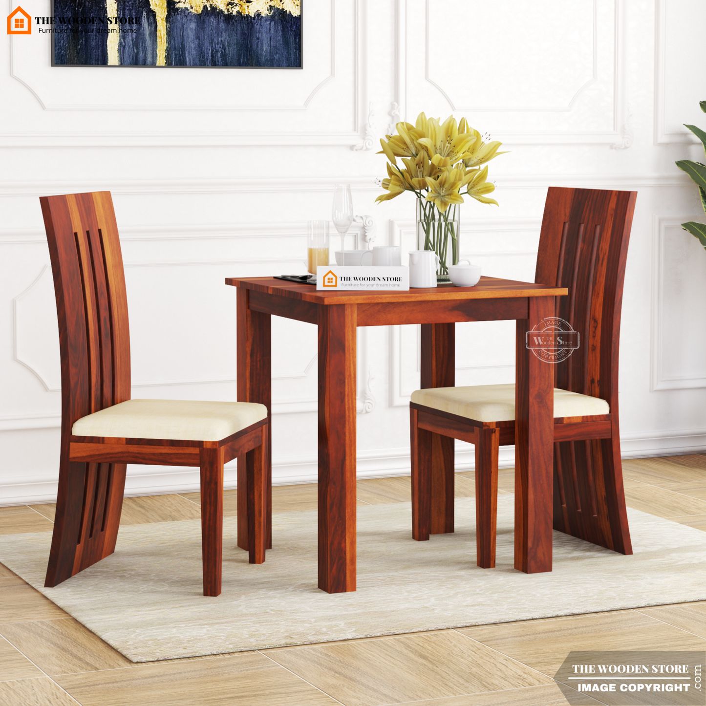 Tobey 2 Seater Dining Set (Honey Finish)