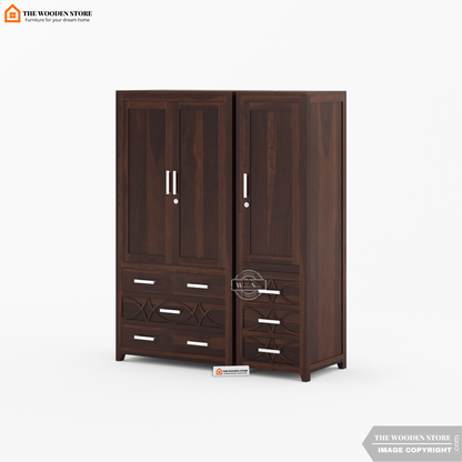 Samuel 3 Door Multi-Utility Wardrobe (Walnut Finish)
