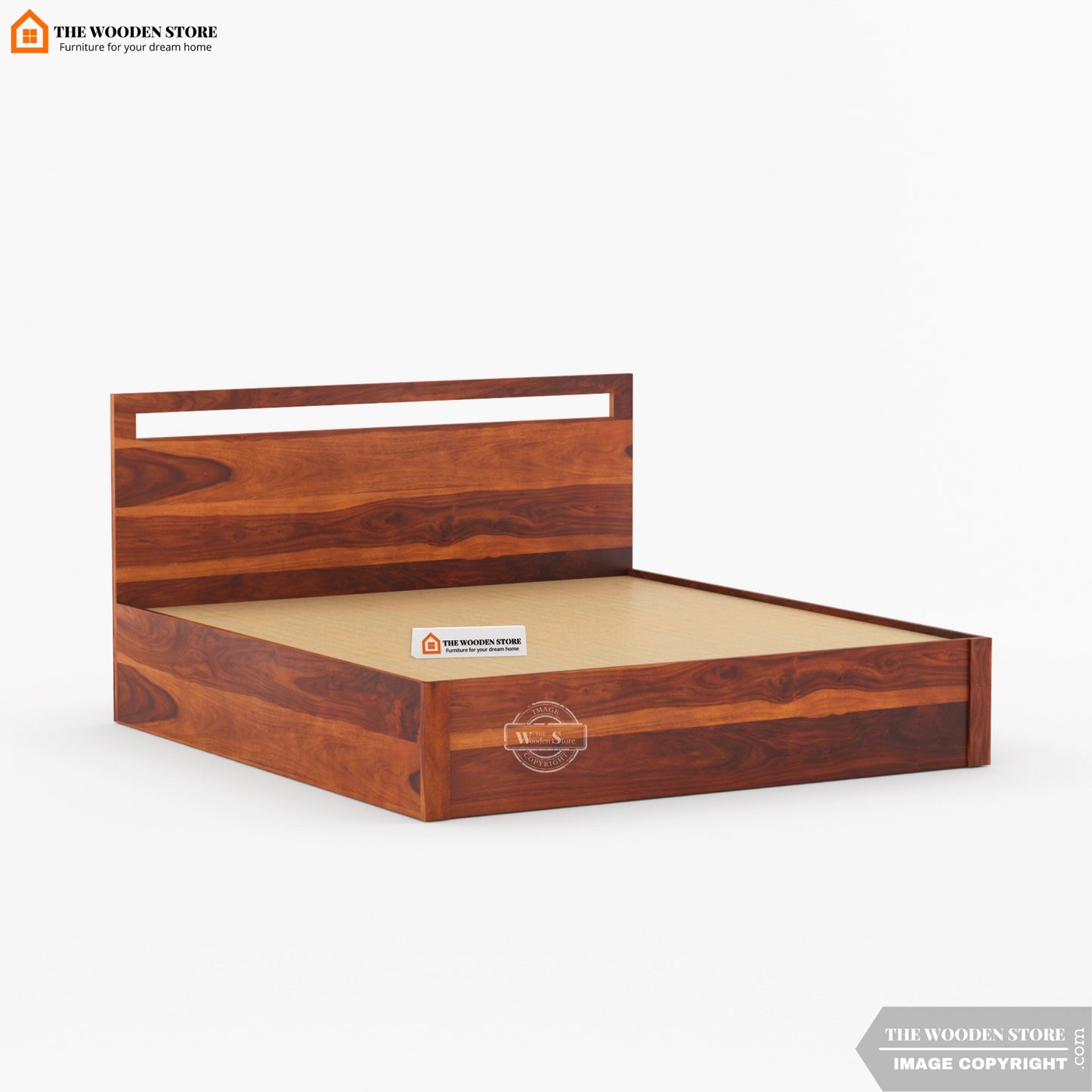 Brodey Hydraulic Bed With Storage ( Queen Size, Honey Finish )