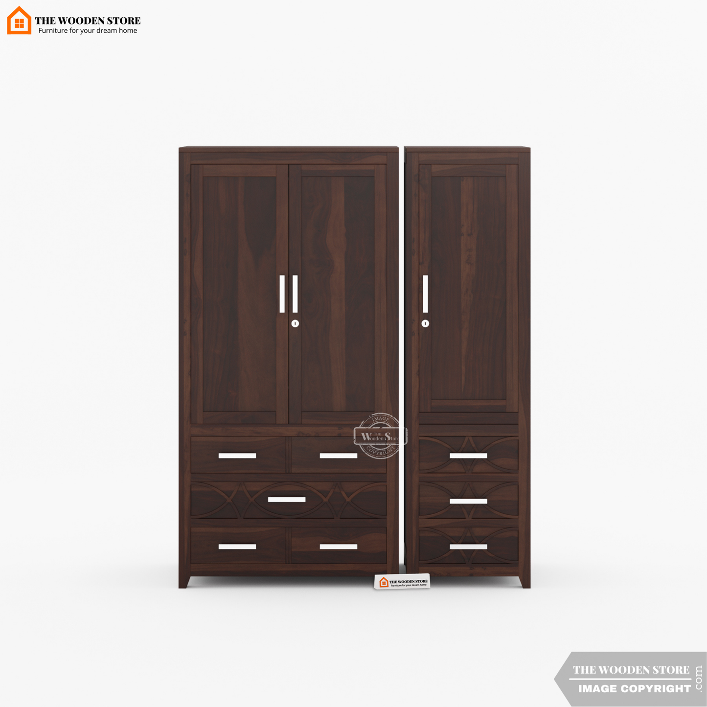 Samuel 3 Door Multi-Utility Wardrobe (Walnut Finish)