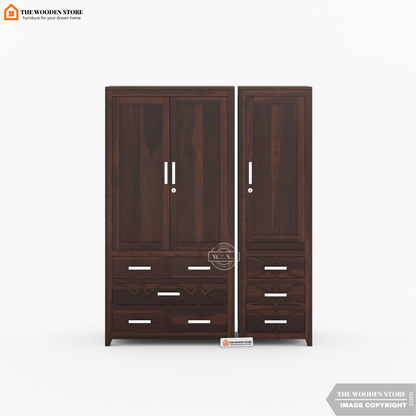 Samuel 3 Door Multi-Utility Wardrobe (Walnut Finish)