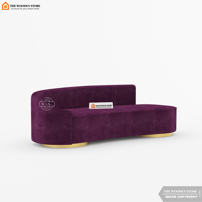 Dario 3 Seater Curved Fabric Sofa (Wine Berry)